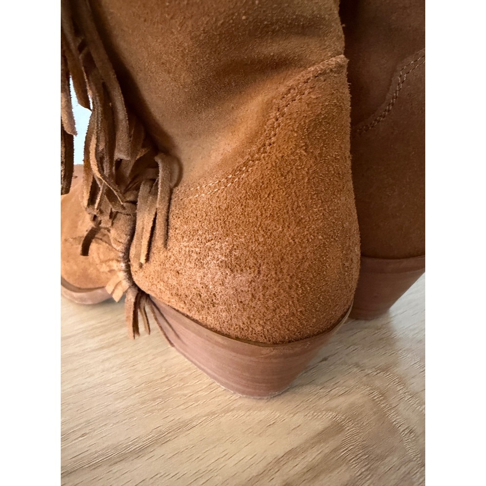 Sundance Dove Canyon Brown Suede Fringe Western Boots Italian 10/41 Cowgirl Boho - Picture 6 of 10